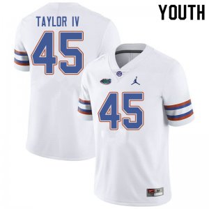 Youth Florida Gators #45 Clifford Taylor IV NCAA Jordan Brand White Authentic Stitched College Football Jersey NBT6862WK